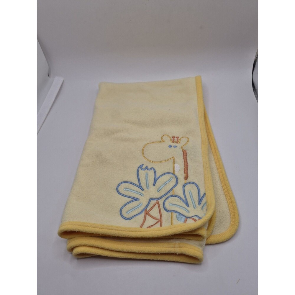 Carters Just One Year Giraffe Yellow Baby Blanket Crib Security Lovey Thin Plush